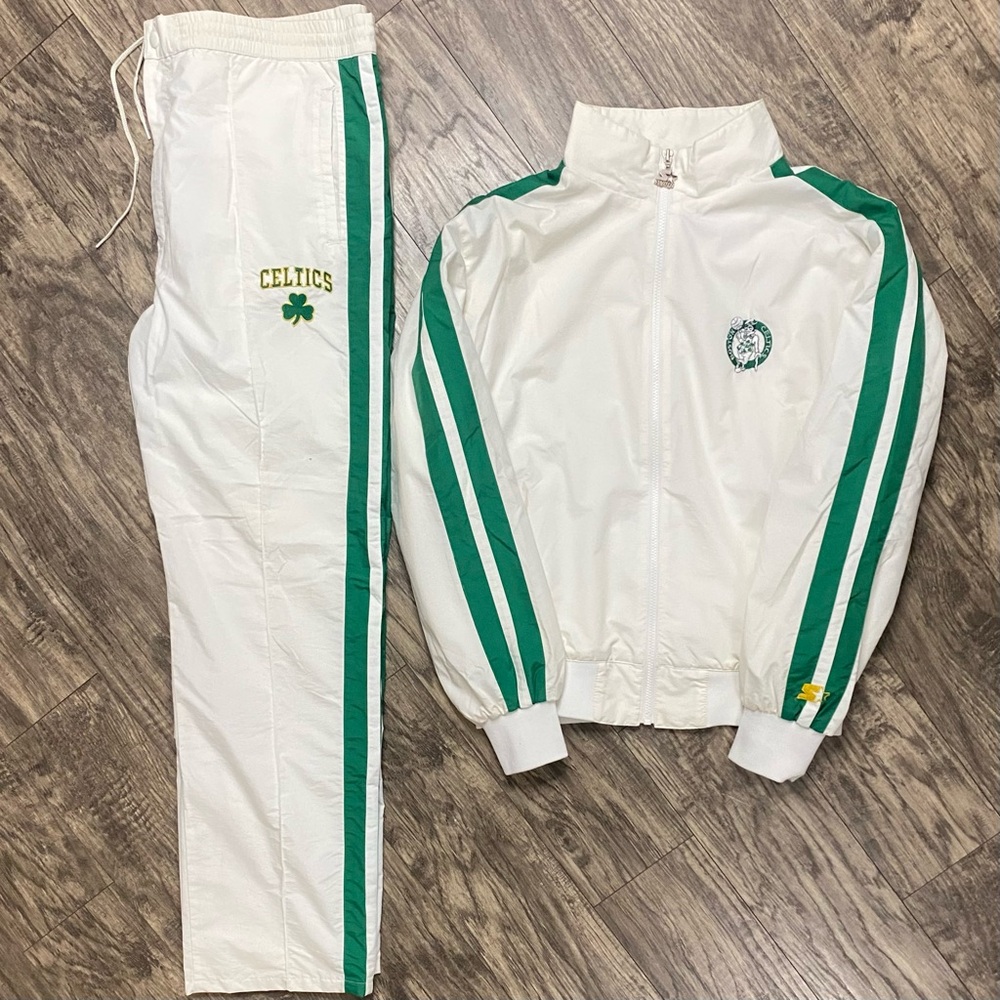 Vintage Starter Boston Celtics NBA Warm Up Shoot Around Jacket & Pants Size XL